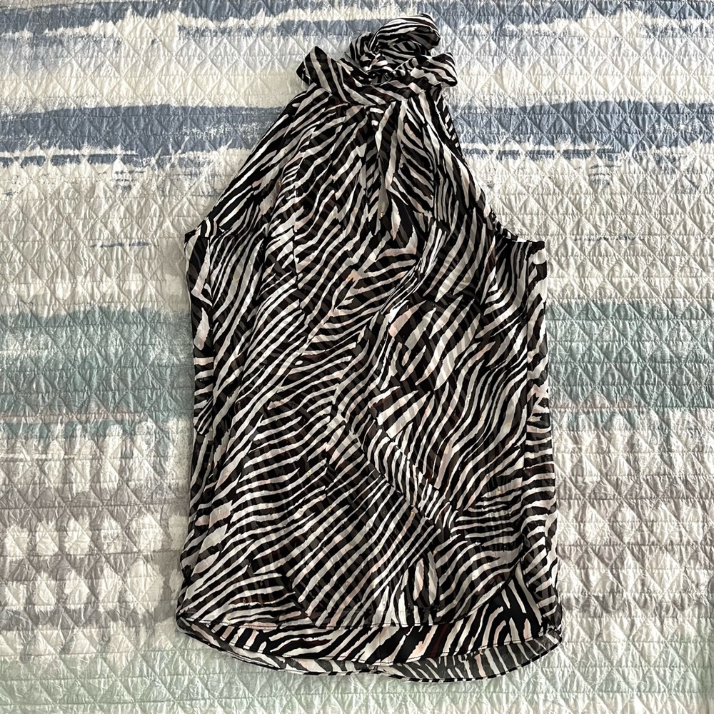 WHBM Zebra Print Halter Top